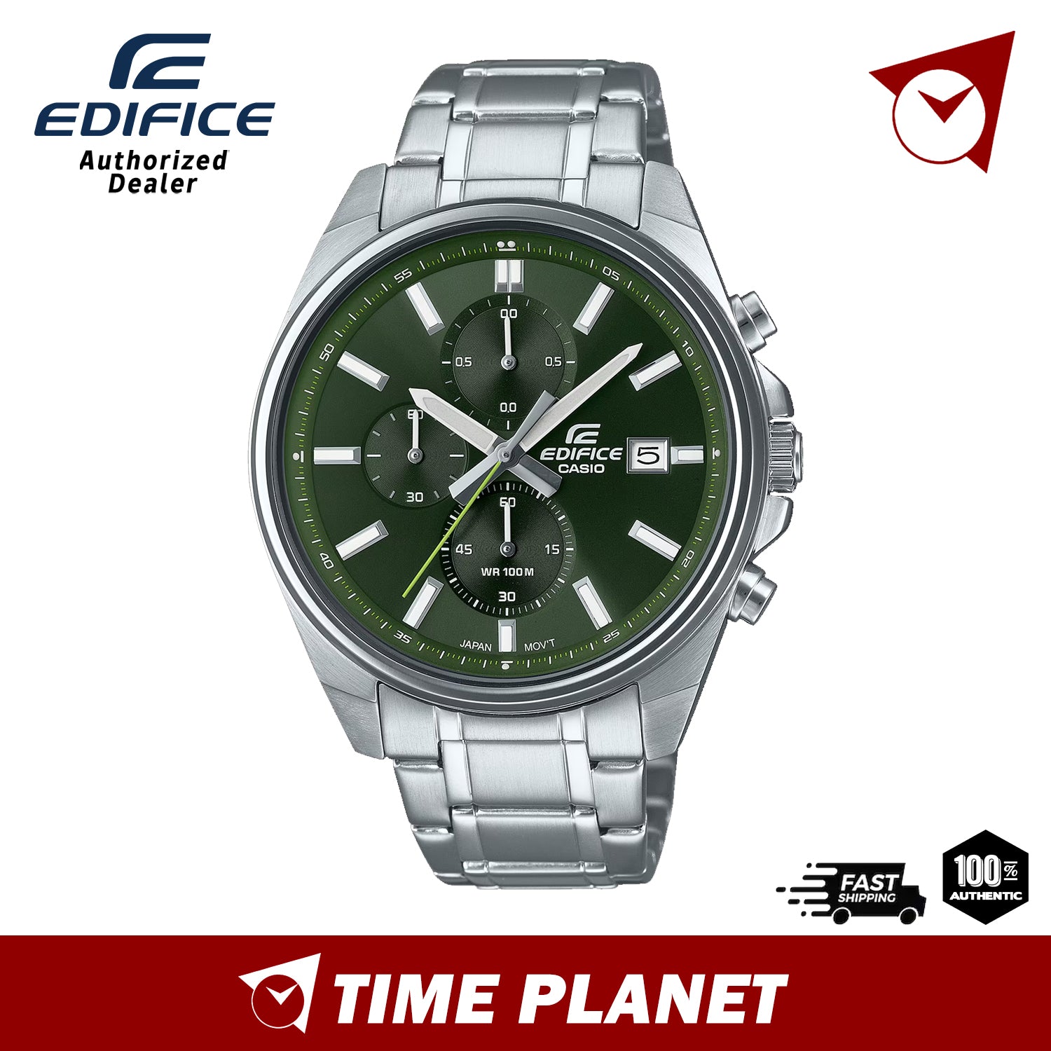 Casio Edifice Silver Stainless Steel Strap Men Watch EFV-610D-3CVUDF